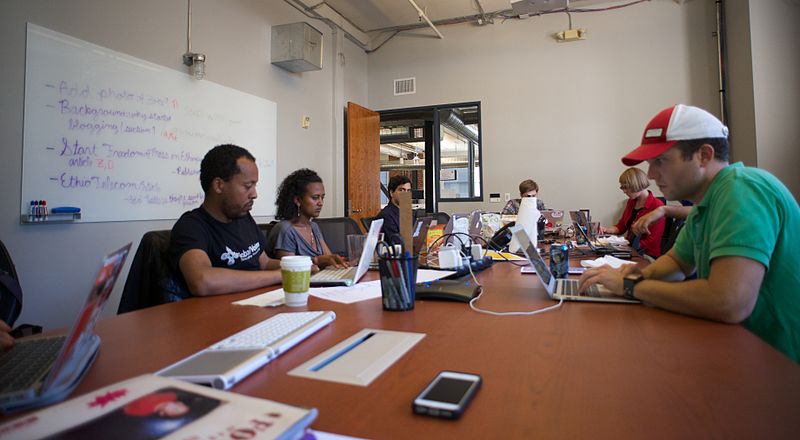 Volunteers hard at work at the Zone 9 Bloggers Wikipedia Edit-a-thon
