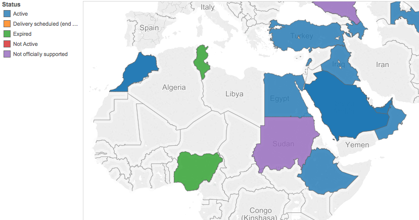 Map made with leaked Hacking Team files using Tableau Public