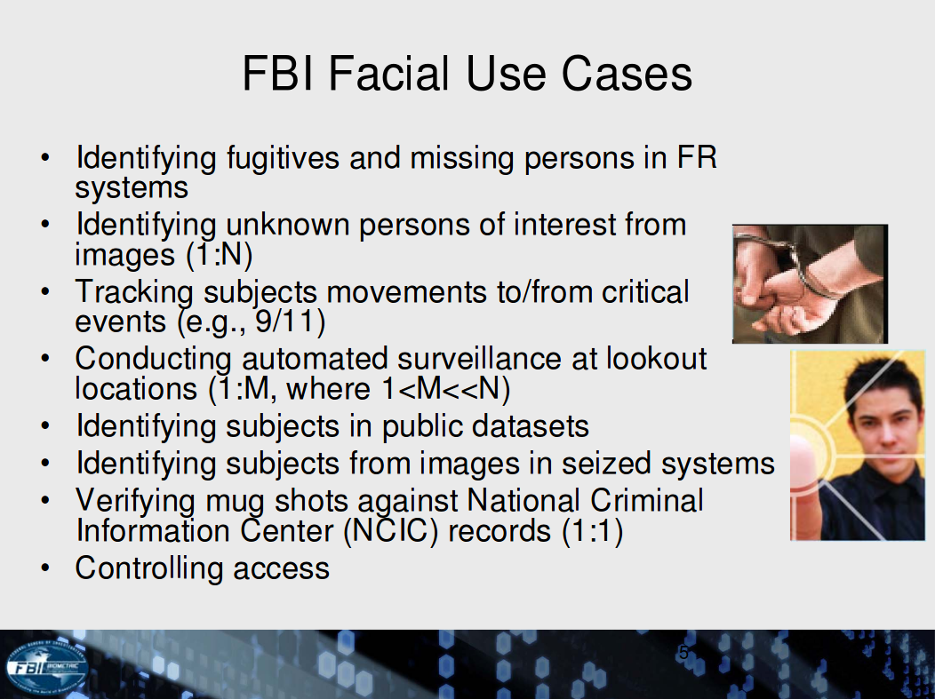//www.eff.org/document/fbi-facial-recognition-initiatives-presentation-2010-biometrics-conference. FBI presentation slide on NGI