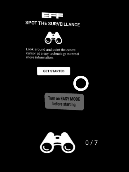 Para activar el MODO FÁCIL, mueva el cursor sobre el botón "Activar el MODO FÁCIL antes de empezar" hasta que aparezca resaltado. A continuación, comience como de costumbre moviendo el cursor sobre " Comenzar ". Una vez hecho esto, los dispositivos de vigilancia serán resaltados, para hacer más fácil su localización. Para activar el MODO FÁCIL, mueva el cursor sobre el botón "Activar el MODO FÁCIL antes de empezar" hasta que aparezca resaltado. A continuación, comience como de costumbre moviendo el cursor sobre " Comenzar ". Una vez hecho esto, los dispositivos de vigilancia serán resaltados, para hacer más fácil su localización.