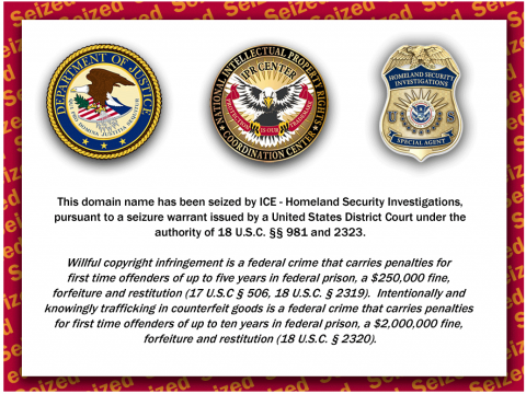 ICE seizure notice for vicodin.com